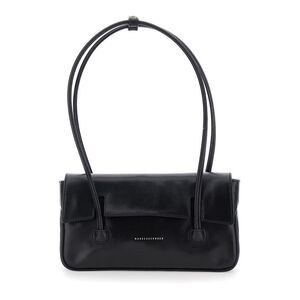 Margesherwood Women Shoulder Bag With Flap In Black Glossy Leather For Women